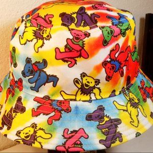 GRATEFUL DEAD Productions Multicolored Tie Dyed Dancing Bears Bucket Hat